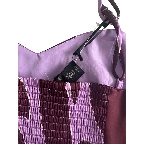 HOUSE OF HARLOW Purple Patterned Satin Crop Top Size Medium NEW NWT - Picture 2 of 7